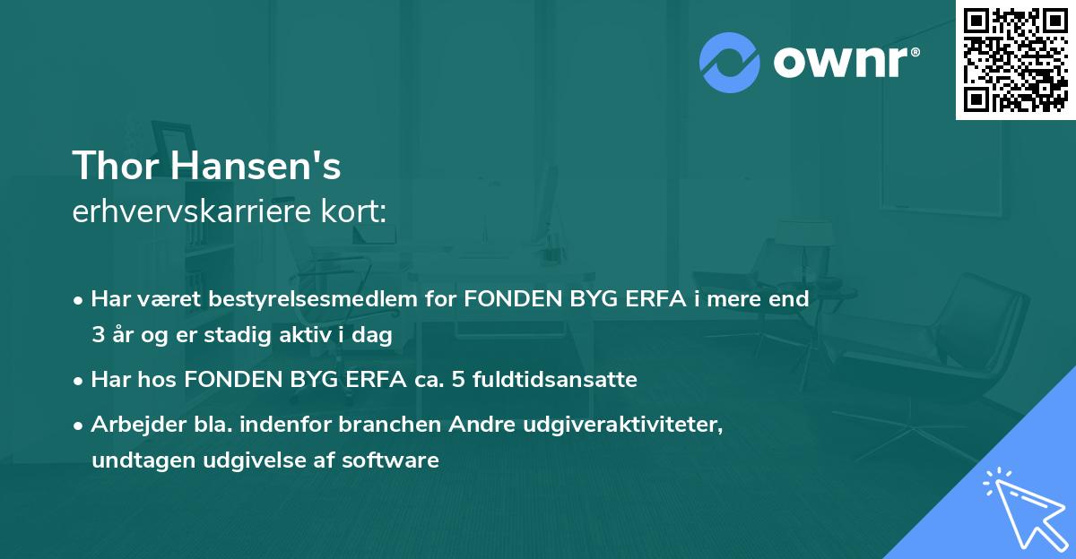 Thor Hansen's erhvervskarriere kort