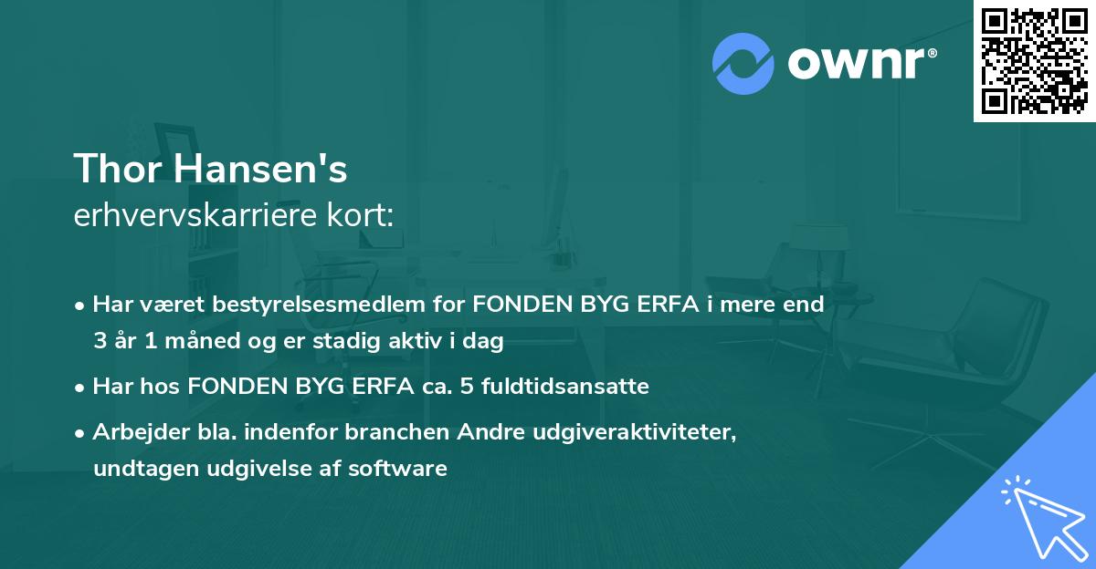 Thor Hansen's erhvervskarriere kort