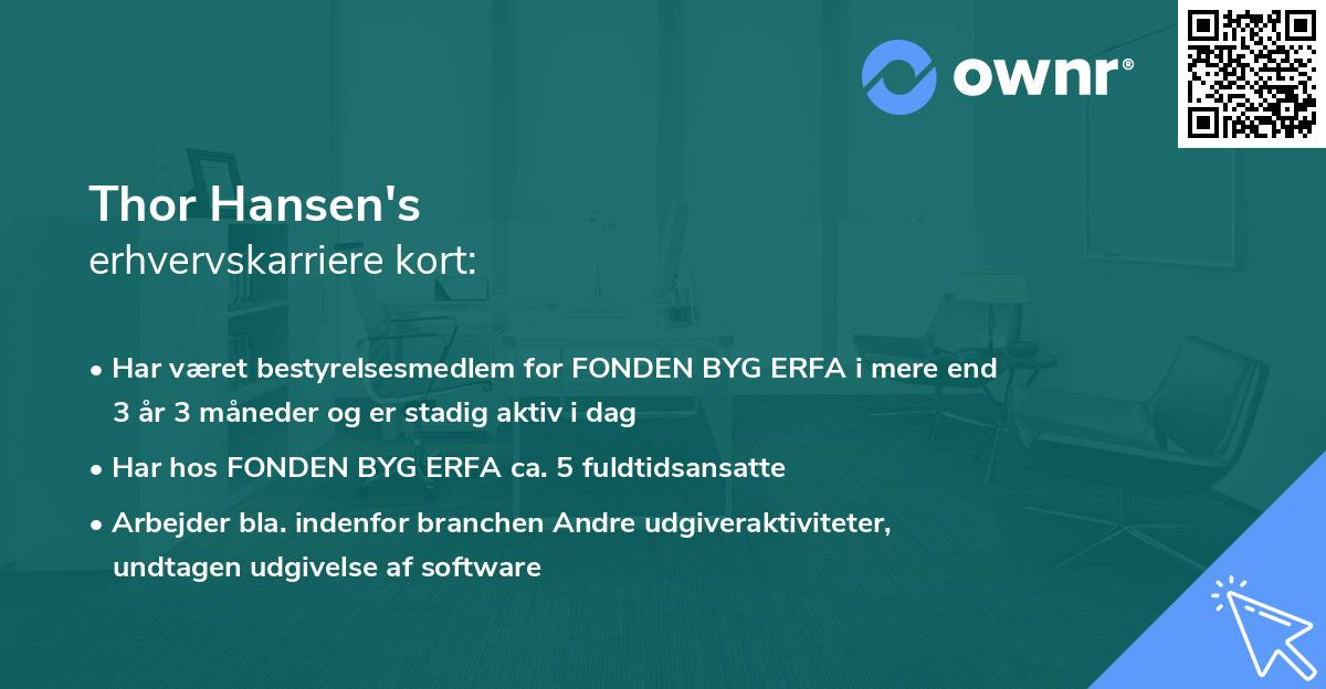 Thor Hansen's erhvervskarriere kort