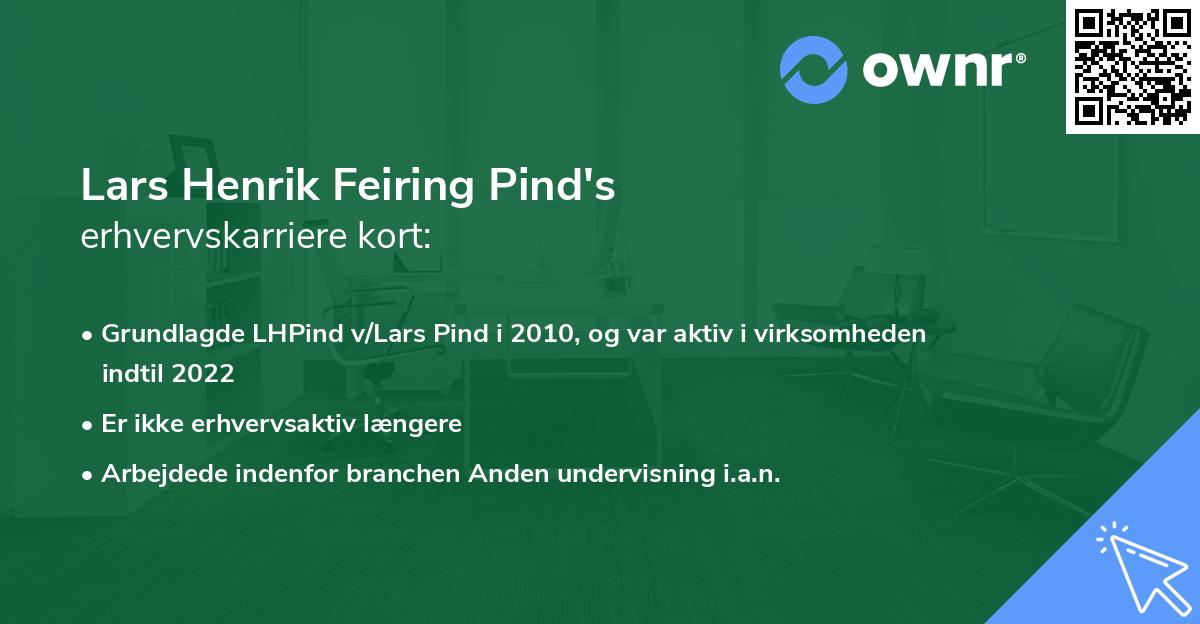 Lars Henrik Feiring Pind's erhvervskarriere kort