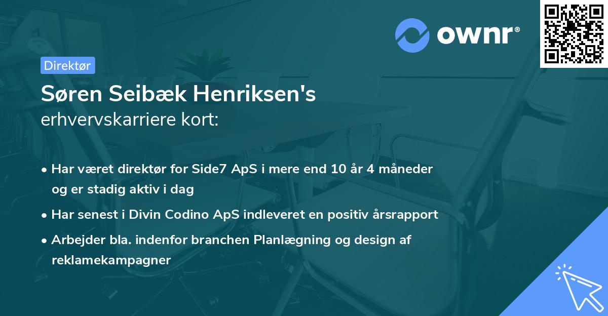 Søren Seibæk Henriksen's erhvervskarriere kort