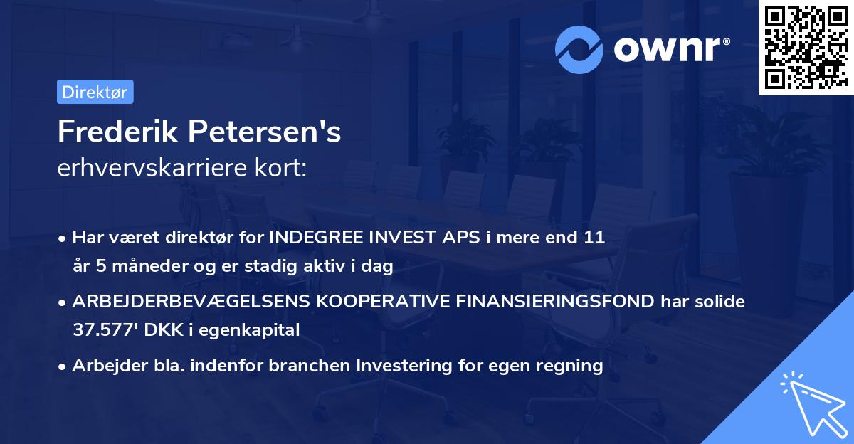 Frederik Petersen's erhvervskarriere kort