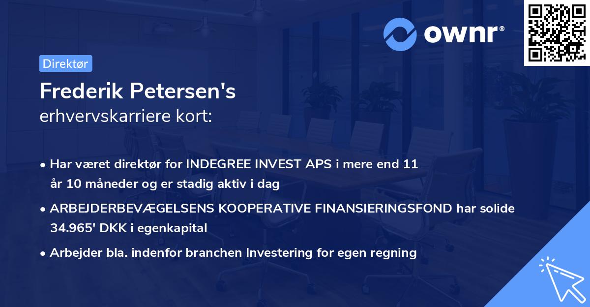 Frederik Petersen's erhvervskarriere kort