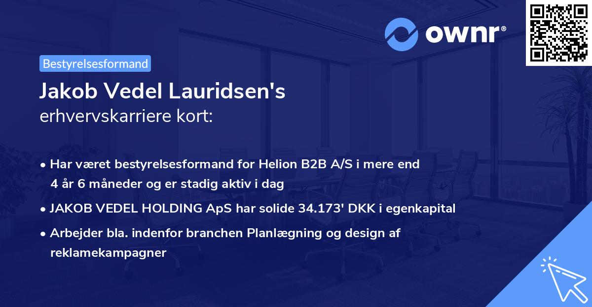 Jakob Vedel Lauridsen's erhvervskarriere kort