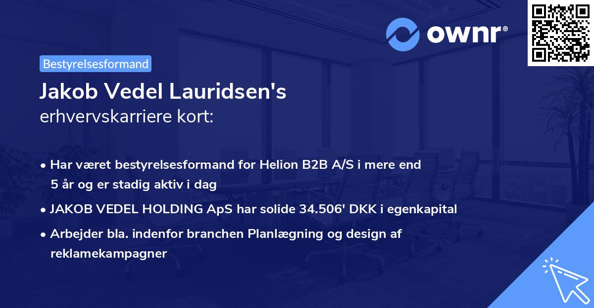 Jakob Vedel Lauridsen's erhvervskarriere kort
