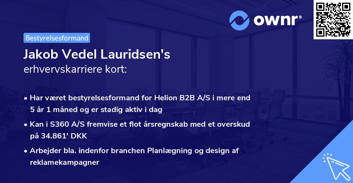 Jakob Vedel Lauridsen's erhvervskarriere kort