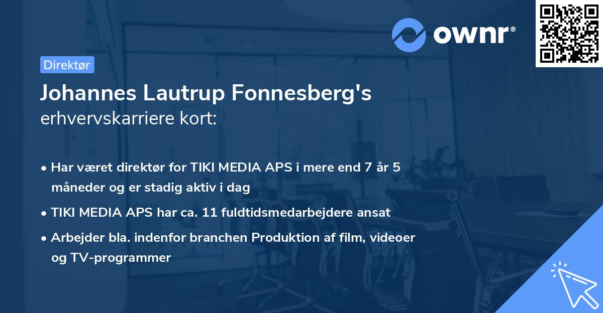 Johannes Lautrup Fonnesberg's erhvervskarriere kort
