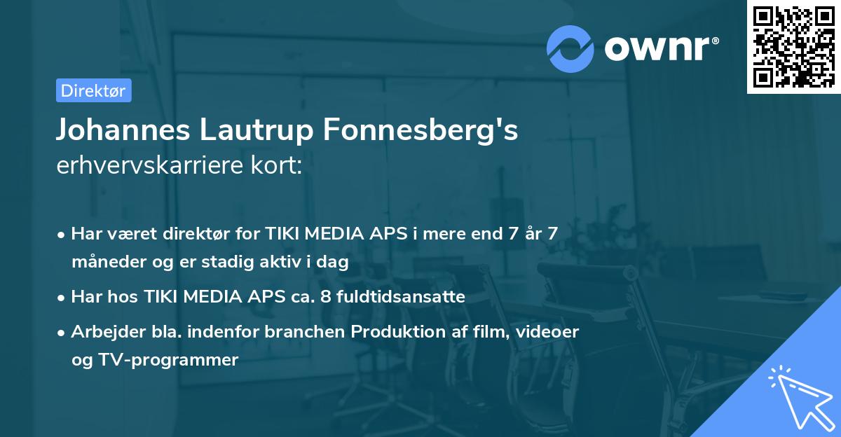 Johannes Lautrup Fonnesberg's erhvervskarriere kort