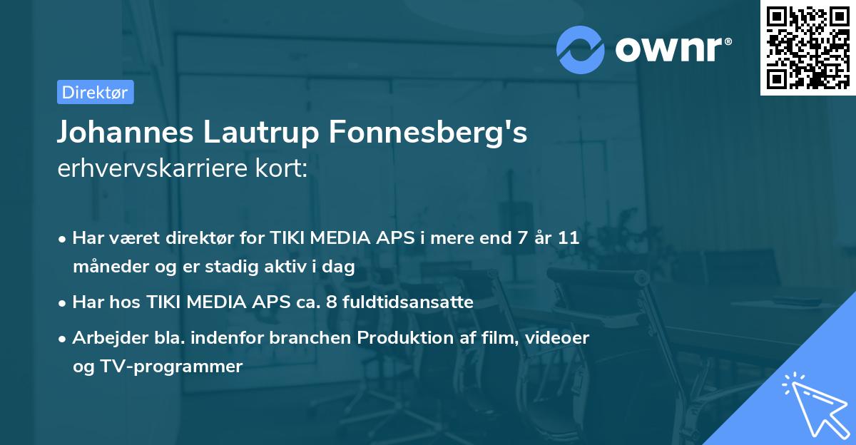 Johannes Lautrup Fonnesberg's erhvervskarriere kort