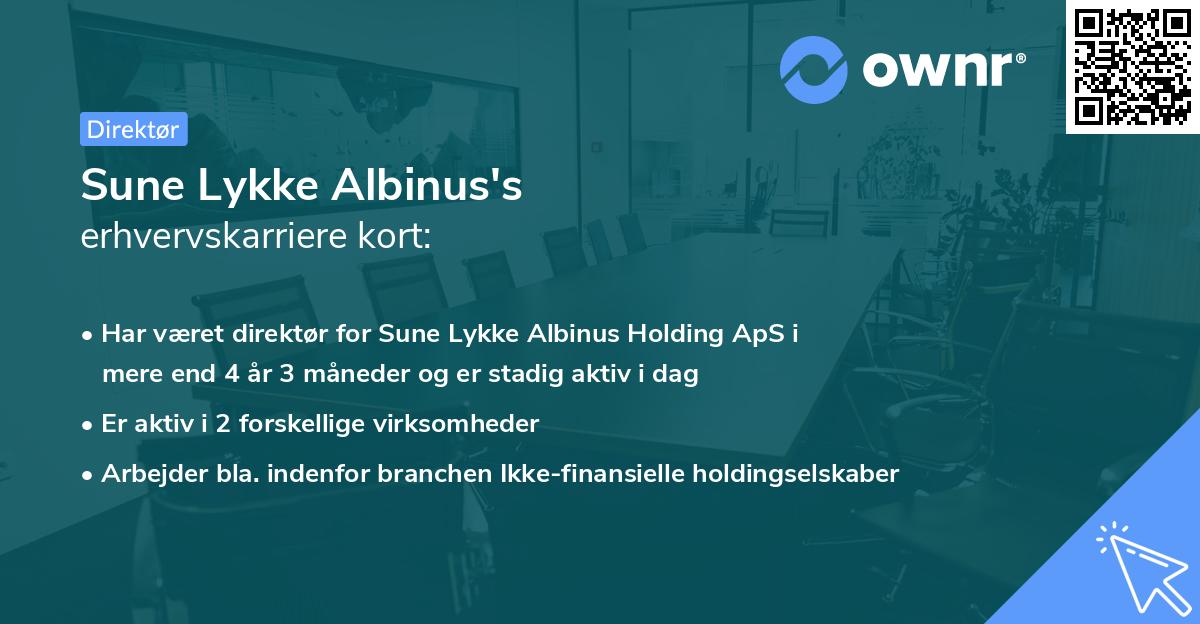 Sune Lykke Albinus's erhvervskarriere kort