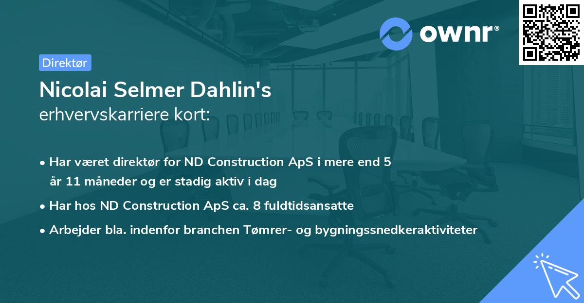 Nicolai Selmer Dahlin's erhvervskarriere kort