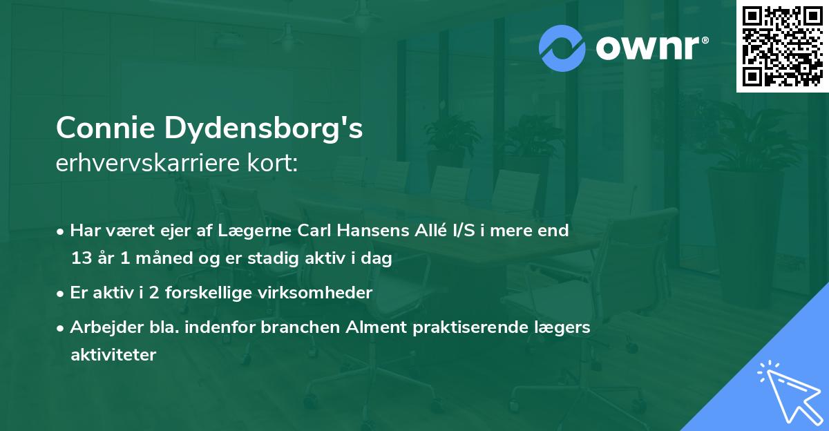 Connie Dydensborg's erhvervskarriere kort