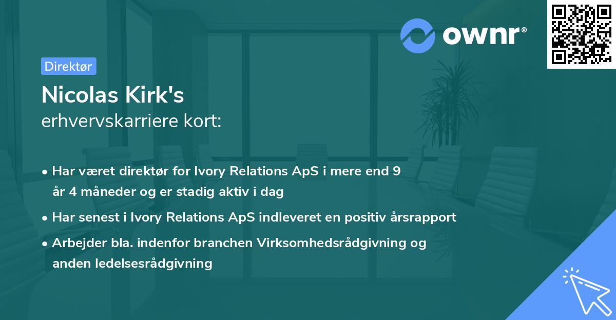 Nicolas Kirk's erhvervskarriere kort
