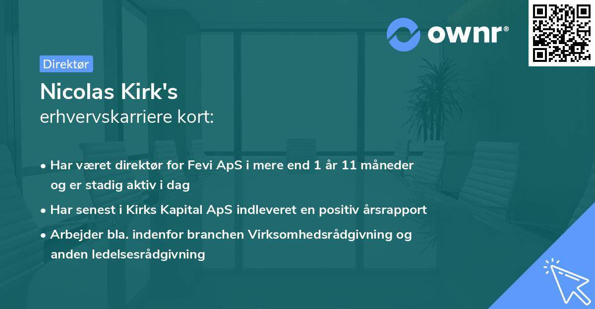 Nicolas Kirk's erhvervskarriere kort