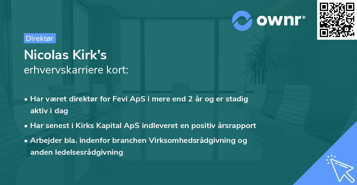 Nicolas Kirk's erhvervskarriere kort