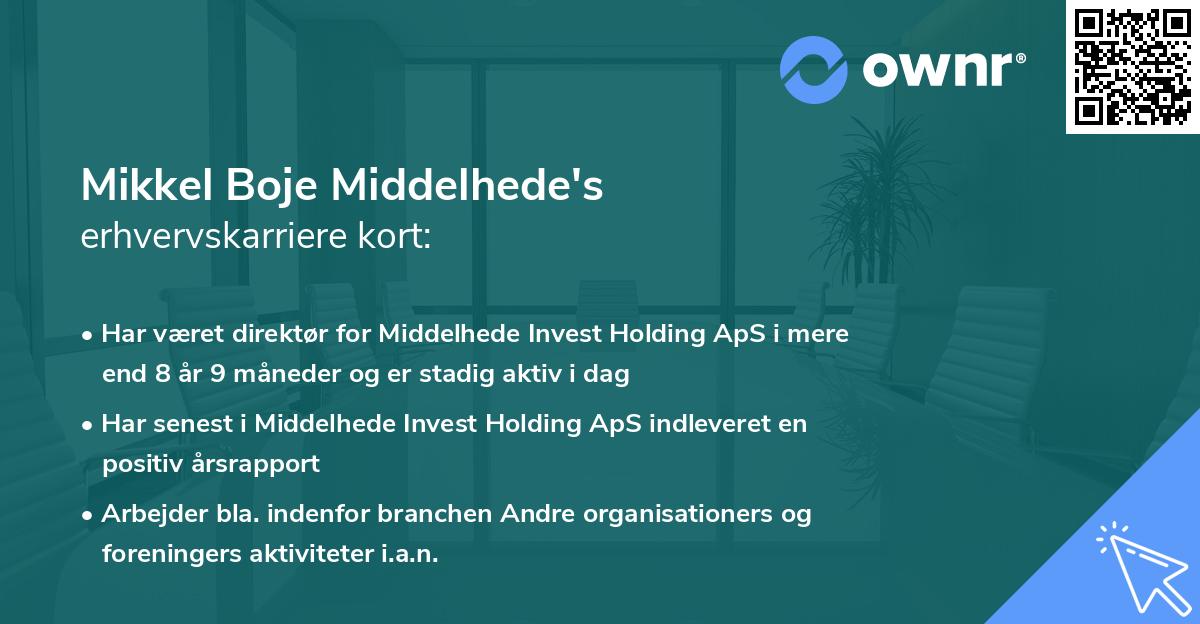 Mikkel Boje Middelhede's erhvervskarriere kort