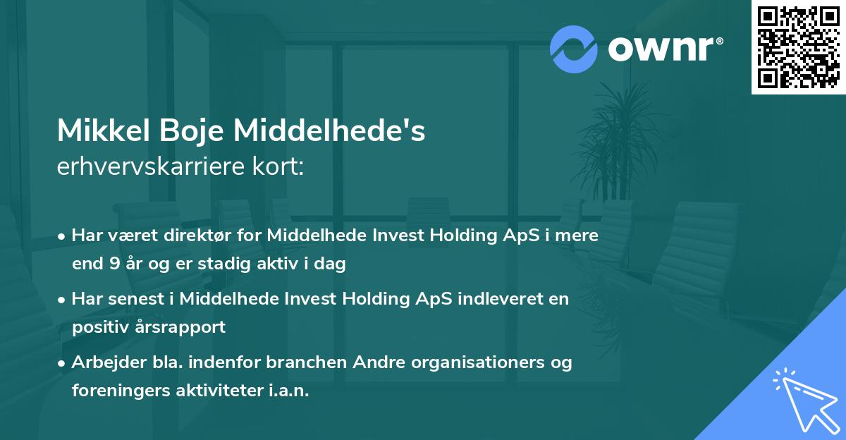 Mikkel Boje Middelhede's erhvervskarriere kort