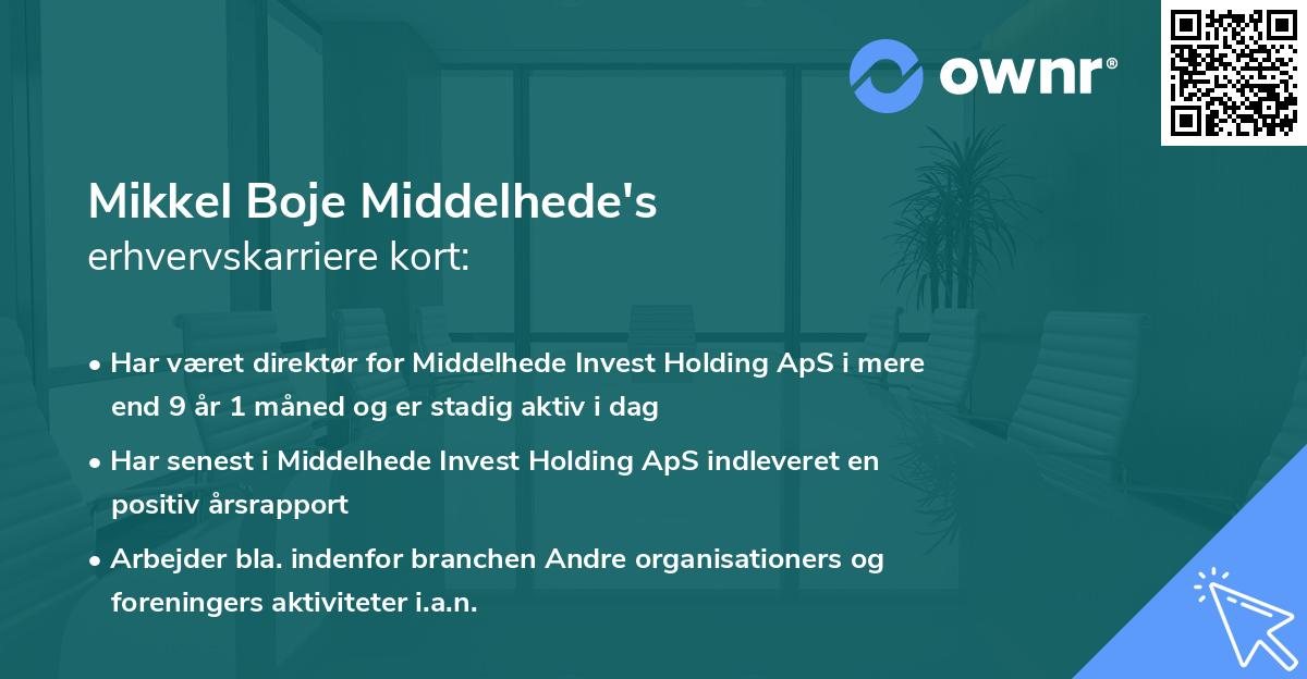 Mikkel Boje Middelhede's erhvervskarriere kort