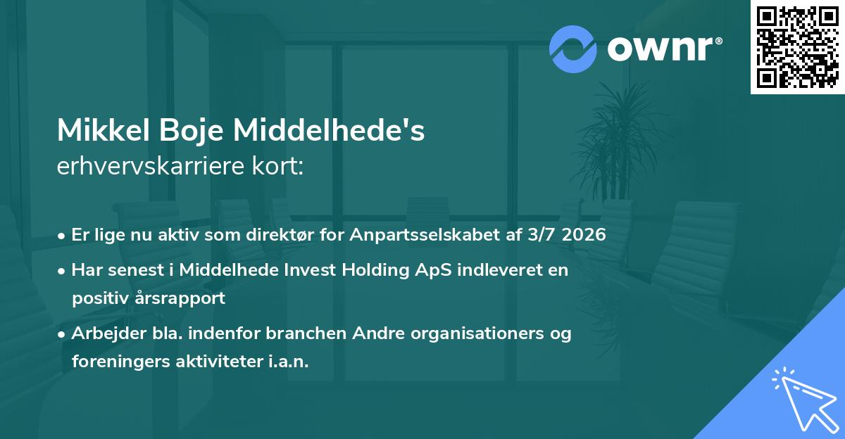 Mikkel Boje Middelhede's erhvervskarriere kort