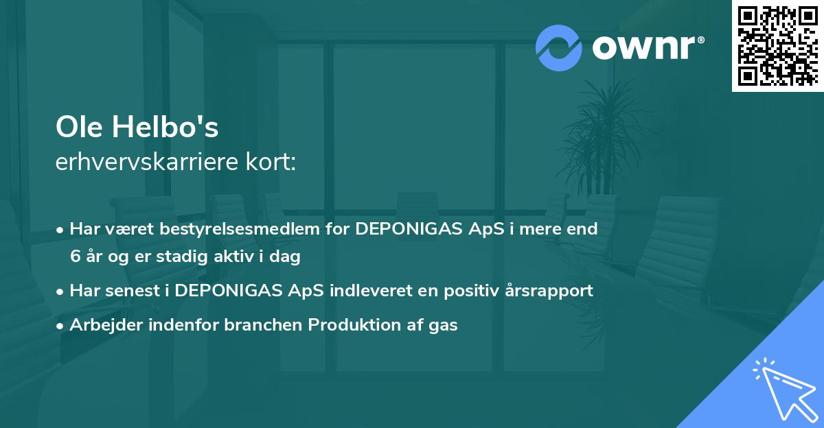 Ole Helbo's erhvervskarriere kort