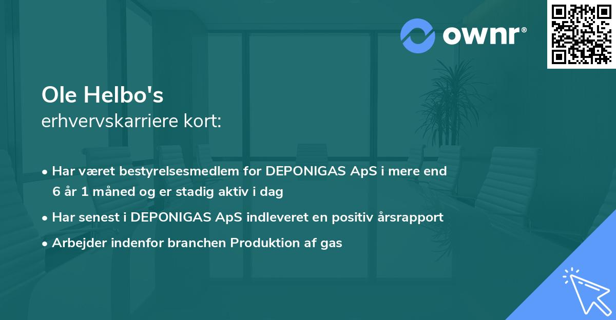 Ole Helbo's erhvervskarriere kort