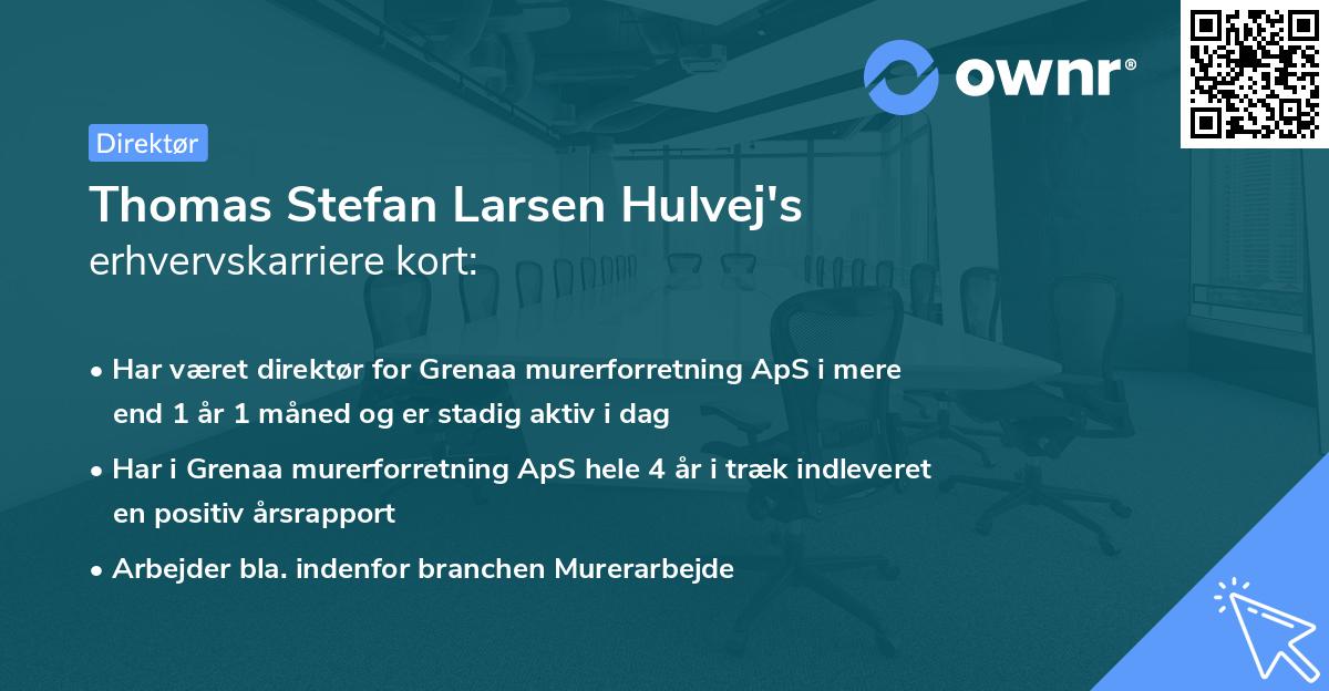Thomas Stefan Larsen Hulvej's erhvervskarriere kort