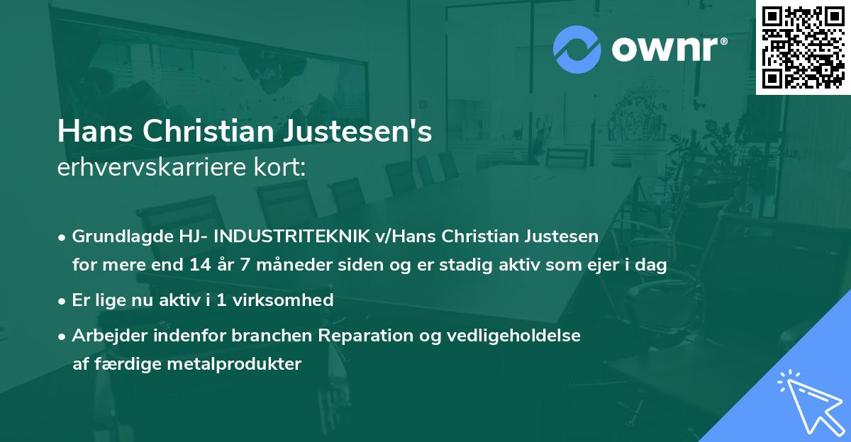Hans Christian Justesen's erhvervskarriere kort