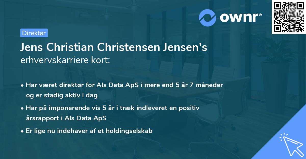 Jens Christian Christensen Jensen's erhvervskarriere kort