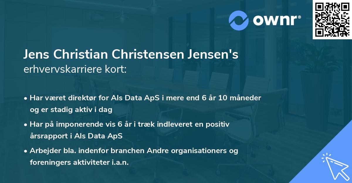Jens Christian Christensen Jensen's erhvervskarriere kort