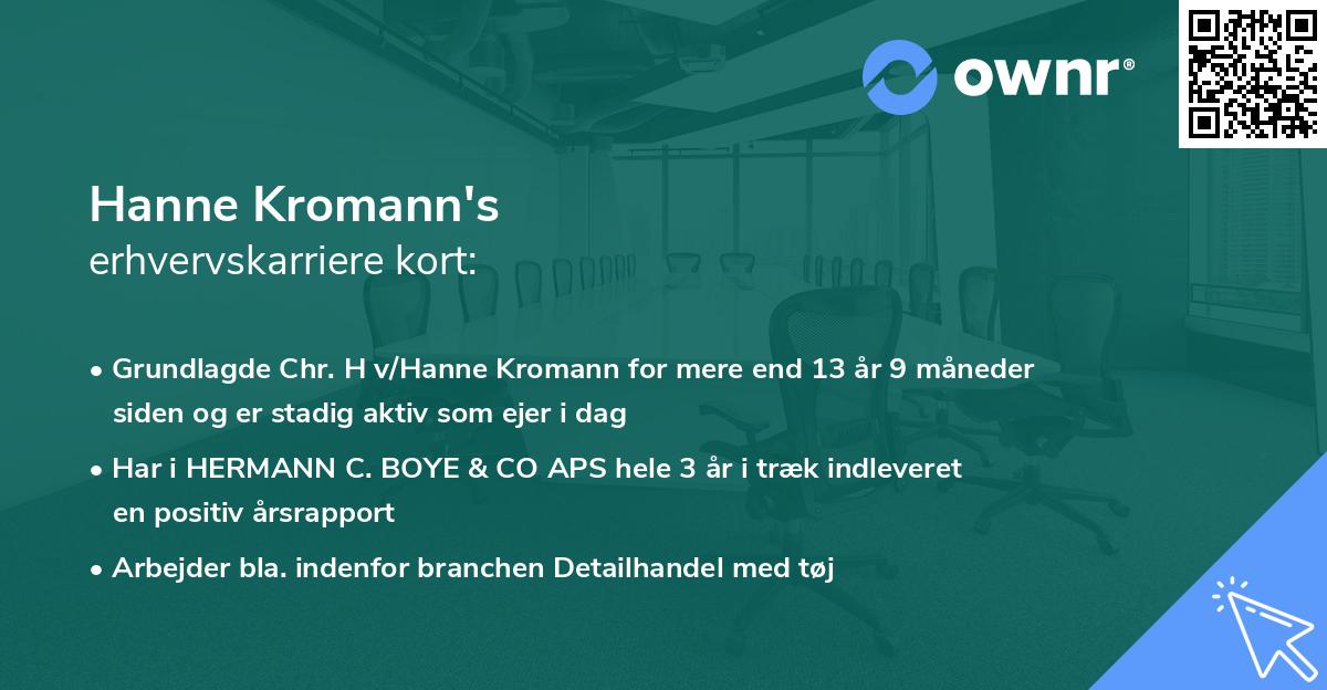 Hanne Kromann's erhvervskarriere kort