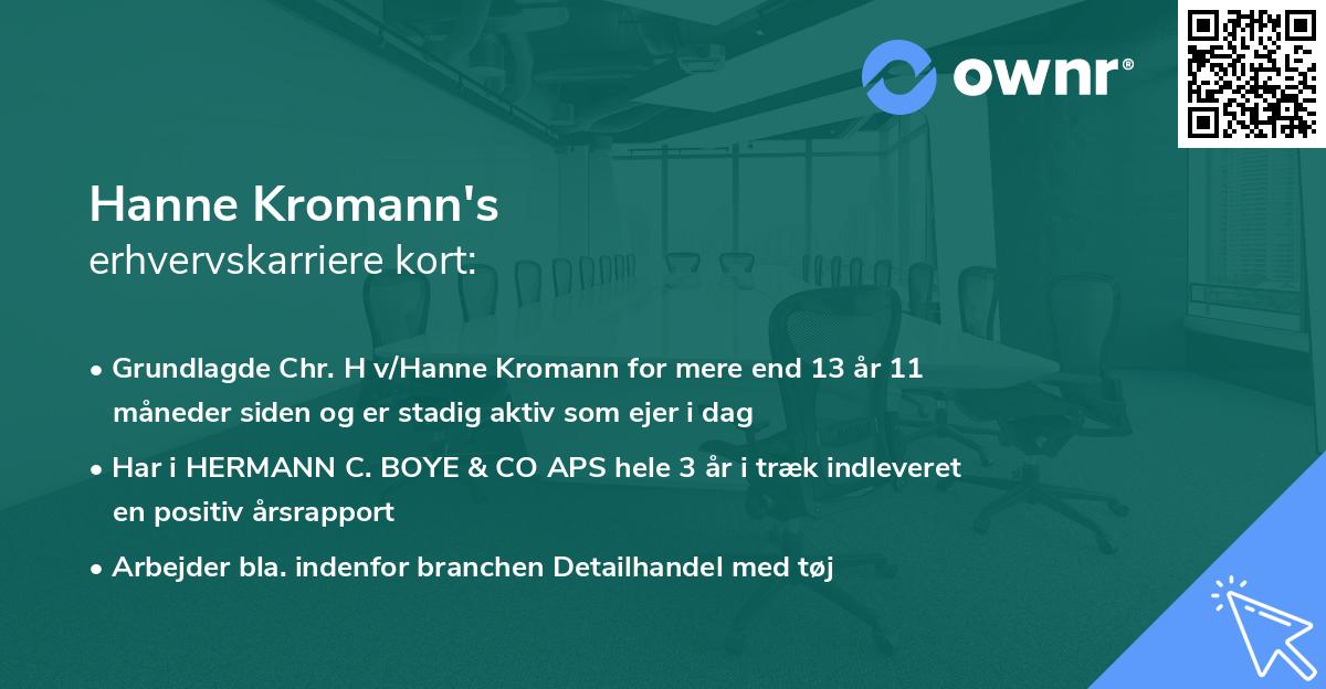 Hanne Kromann's erhvervskarriere kort