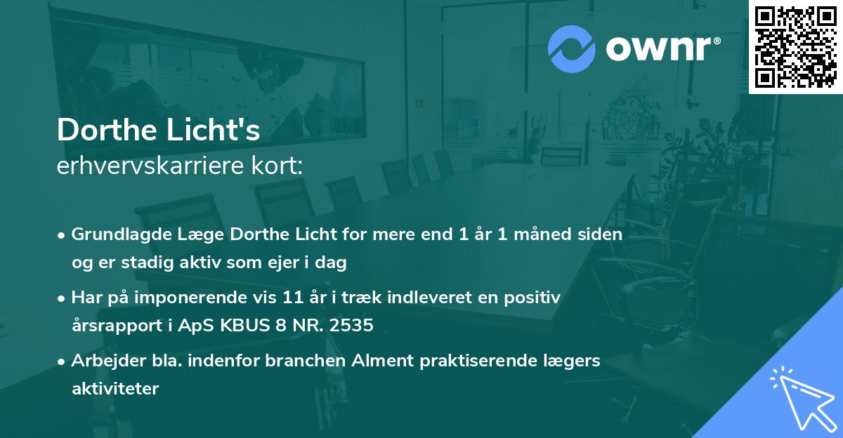 Dorthe Licht's erhvervskarriere kort