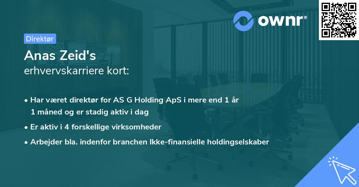 Anas Zeid's erhvervskarriere kort