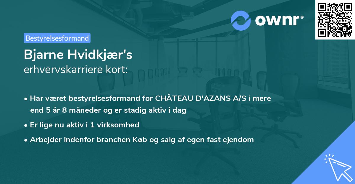 Bjarne Hvidkjær's erhvervskarriere kort