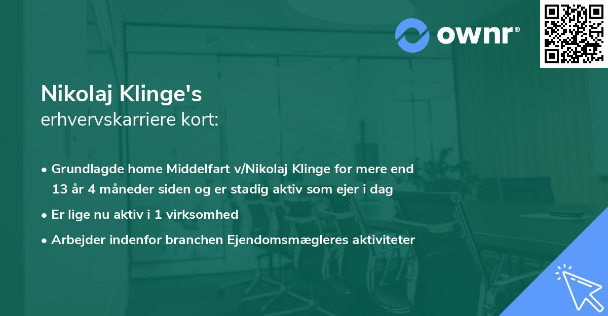 Nikolaj Klinge's erhvervskarriere kort