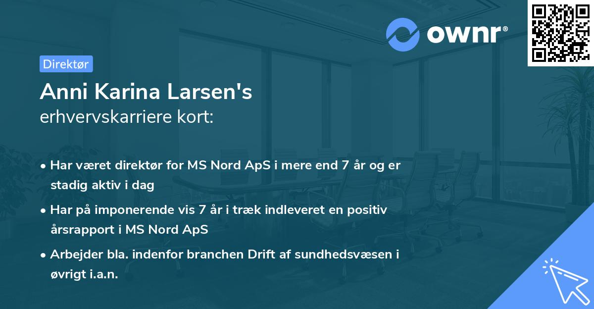 Anni Karina Larsen's erhvervskarriere kort