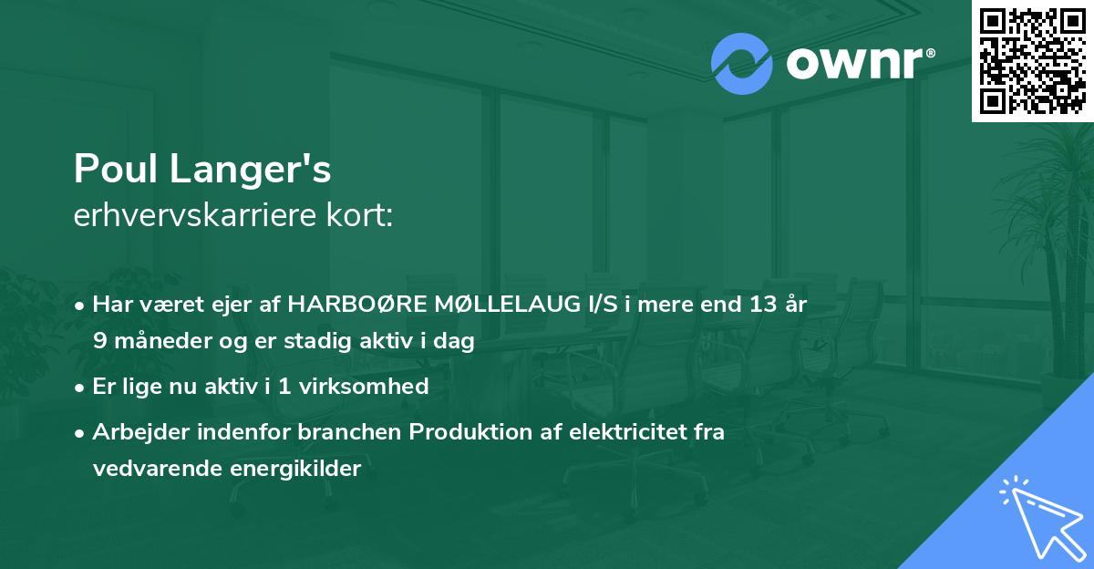 Poul Langer's erhvervskarriere kort