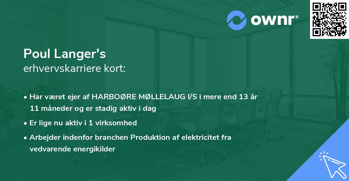 Poul Langer's erhvervskarriere kort