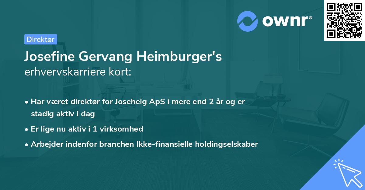 Josefine Gervang Heimburger's erhvervskarriere kort