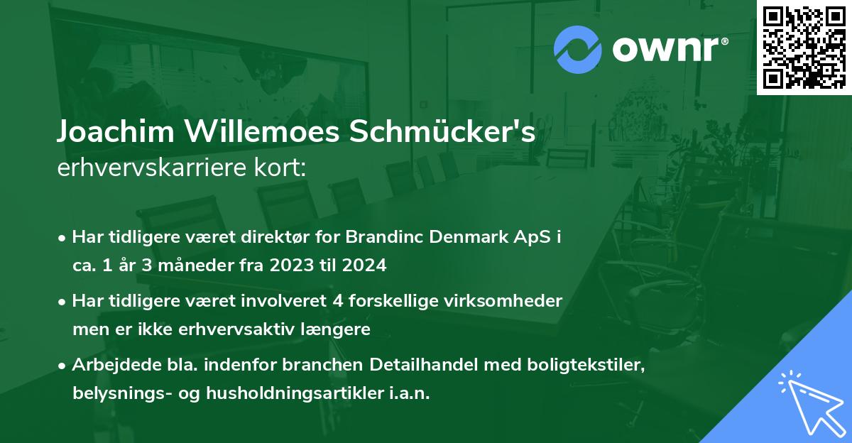 Joachim Willemoes Schmücker's erhvervskarriere kort