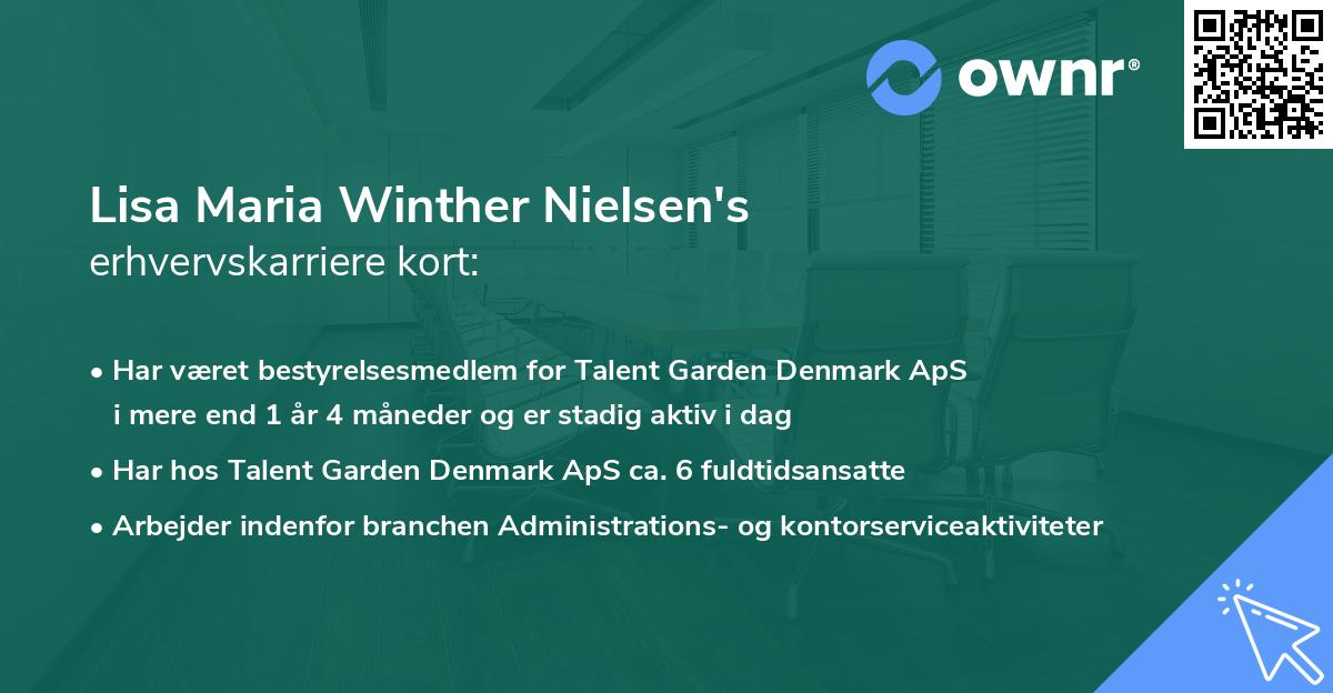 Lisa Maria Winther Nielsen's erhvervskarriere kort