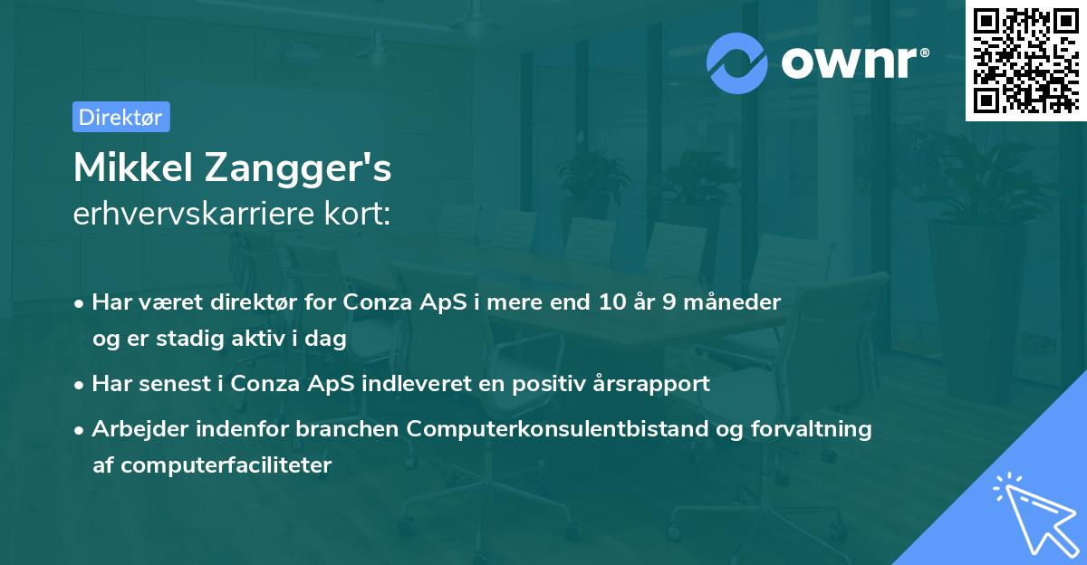 Mikkel Zangger's erhvervskarriere kort