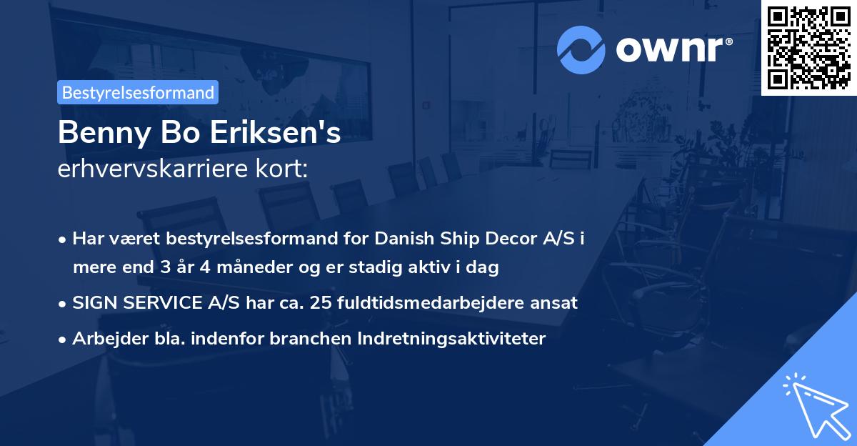 Benny Bo Eriksen's erhvervskarriere kort