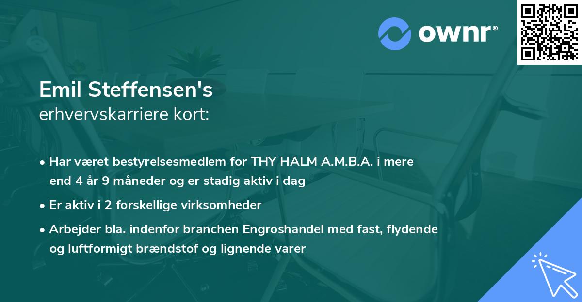 Emil Steffensen's erhvervskarriere kort