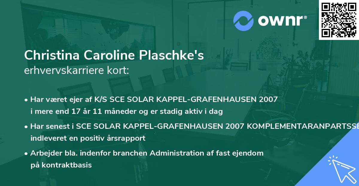 Christina Caroline Plaschke's erhvervskarriere kort