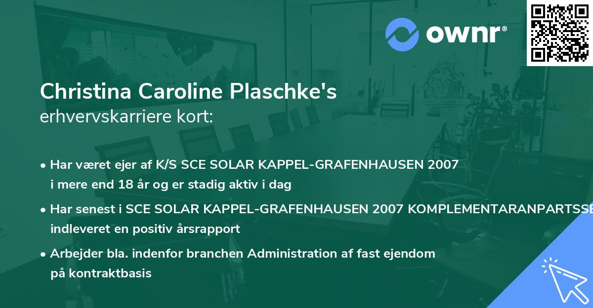 Christina Caroline Plaschke's erhvervskarriere kort