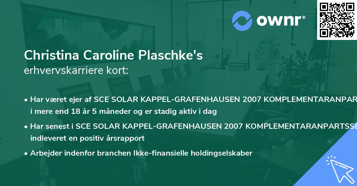 Christina Caroline Plaschke's erhvervskarriere kort