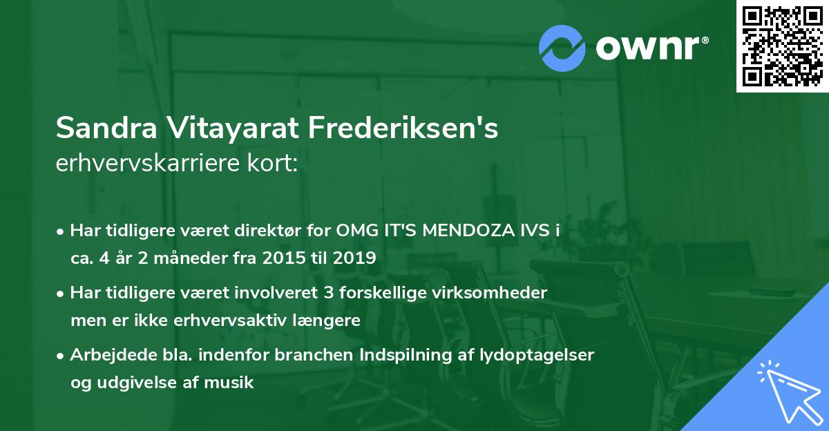 Sandra Vitayarat Frederiksen's erhvervskarriere kort