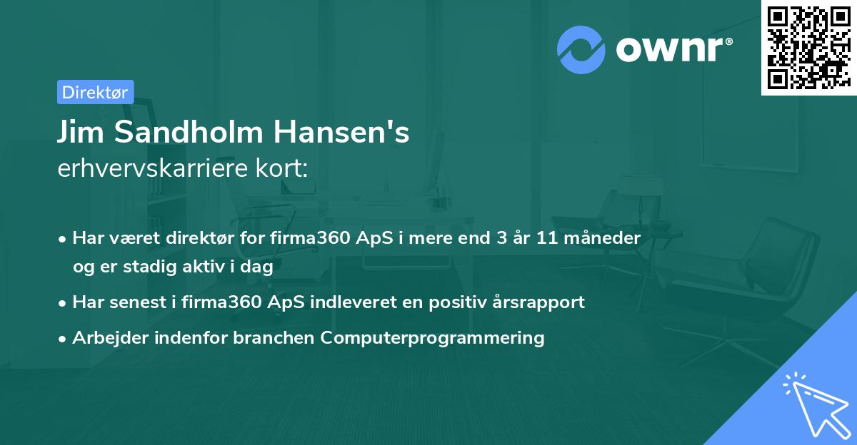 Jim Sandholm Hansen's erhvervskarriere kort
