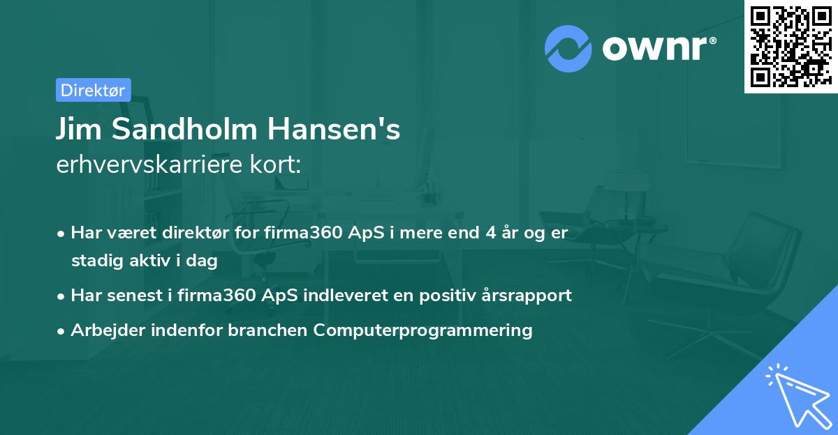Jim Sandholm Hansen's erhvervskarriere kort
